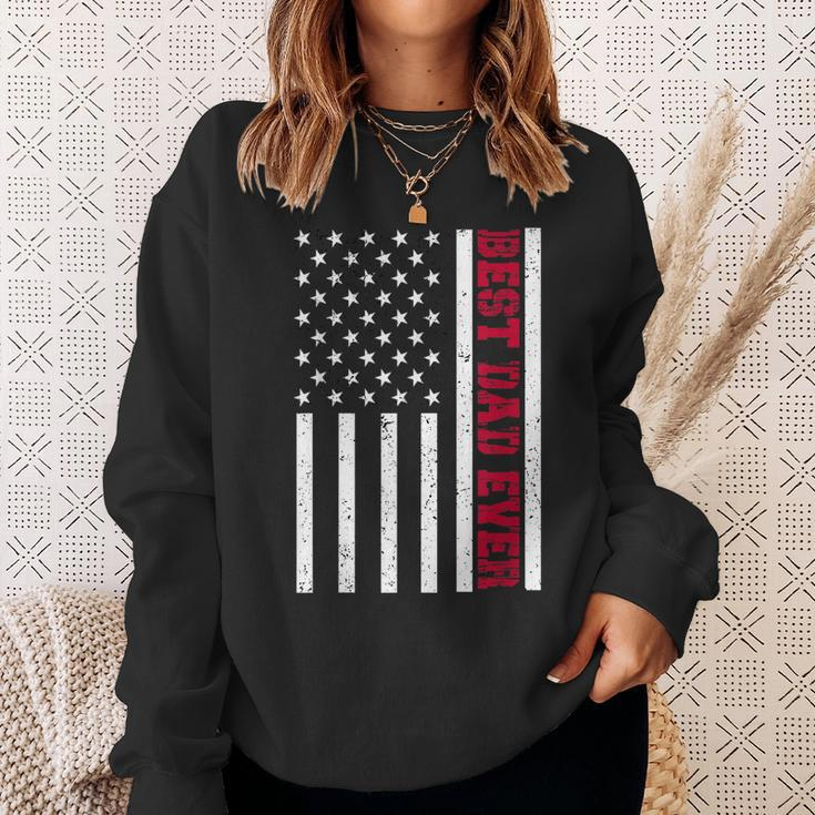 Best Dad Ever Celebrating Fathers Day American Flag Gift Sweatshirt Gifts for Her