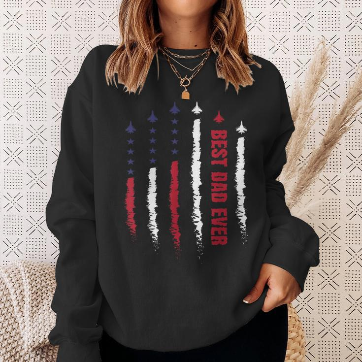 Best Dad Ever Us American Flag Air Fighter Jet Fathers Day Funny Gifts For Dad Sweatshirt Gifts for Her