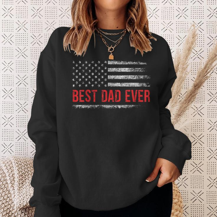 Best Dad Ever Us American Flag Gifts Fathers Day Dad Sweatshirt Gifts for Her