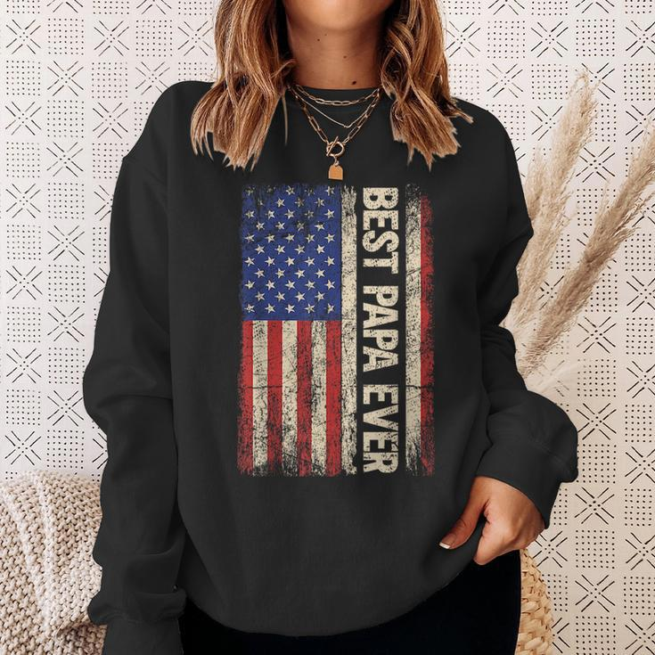 Best Papa Ever Us American Flag Gifts For Fathers Day Men Sweatshirt Gifts for Her