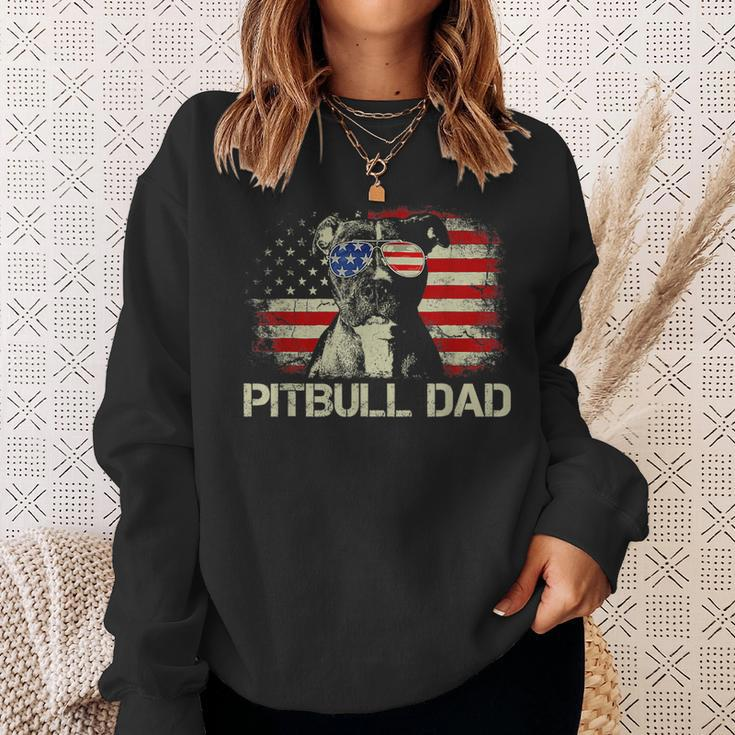 Best Pitbull Dad Ever American Flag 4Th Of July Gift Funny Gifts For Dad Sweatshirt Gifts for Her