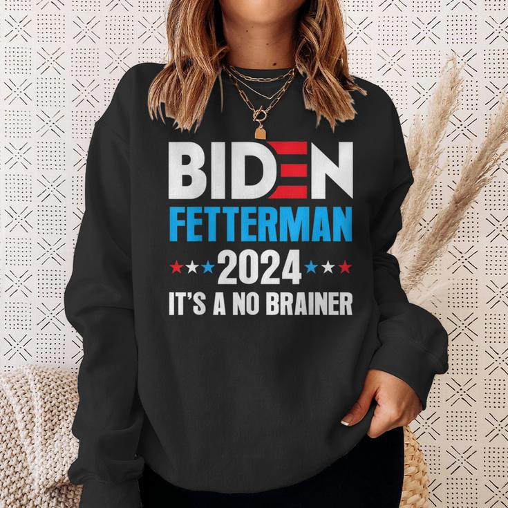 Biden Fetterman 2024 Its A No Brainer Political Joe Biden Sweatshirt Gifts for Her