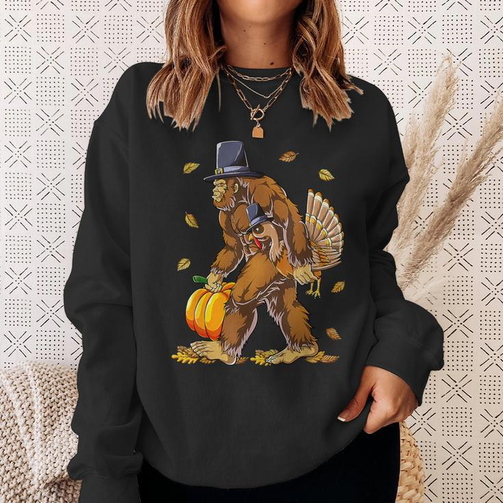 Bigfoot Turkey Pumpkin Thanksgiving Day Boys Men Sweatshirt Gifts for Her