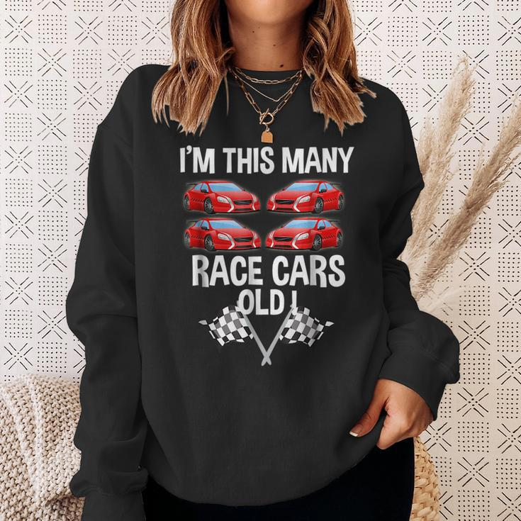 Birthday For Boys 4 Im This Many Race Cars Old Cars Funny Gifts Sweatshirt Gifts for Her