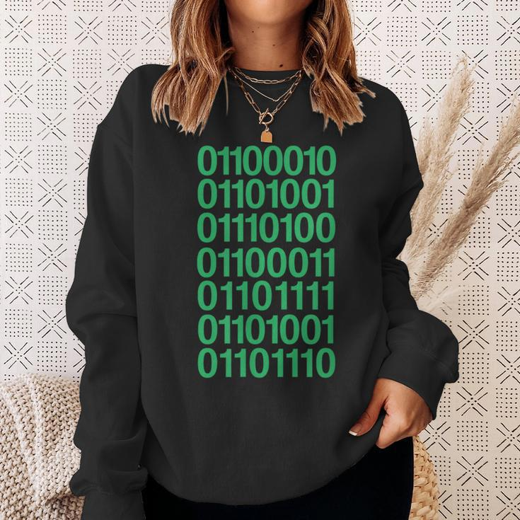 Bitcoin In Binary Code Computer Programming Sweatshirt Gifts for Her