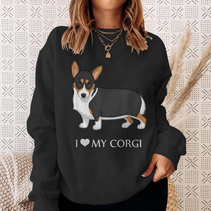 Black Tricolor I Love My Pembroke Corgi Dog Lovers Sweatshirt Gifts for Her