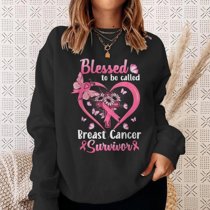 Blessed To Be Called Pink Women Heart Breast Cancer Survivor Sweatshirt Gifts for Her