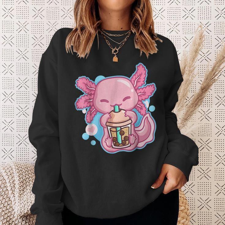 Boba Tea Bubble Tea Milk Tea Anime Axolotl Sweatshirt Gifts for Her
