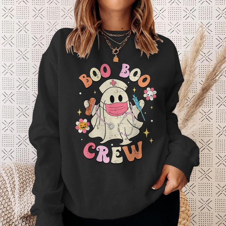 Boo Boo Crew Nurse Ghost Retro Halloween Nurse Sweatshirt Gifts for Her
