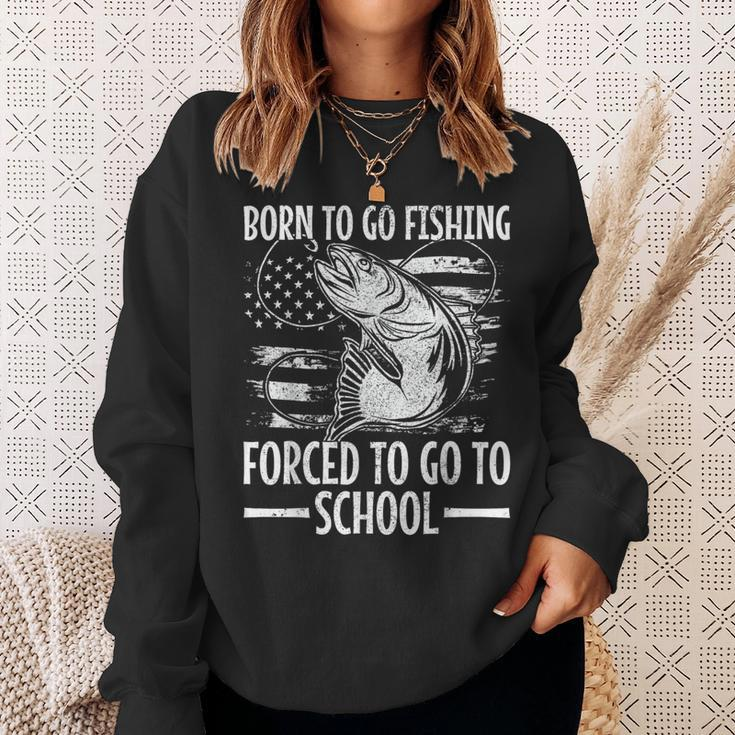Born To Go Fishing Bass Fish Fisherman Boy Kid Fishing Sweatshirt Gifts for Her