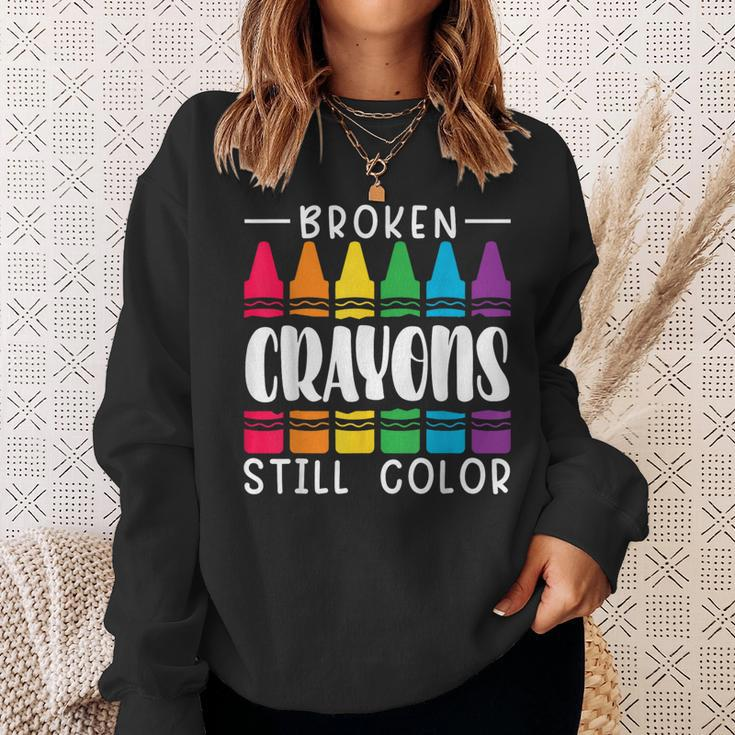 Broken Crayons Still Have Color Mental Health Awareness Sweatshirt Gifts for Her