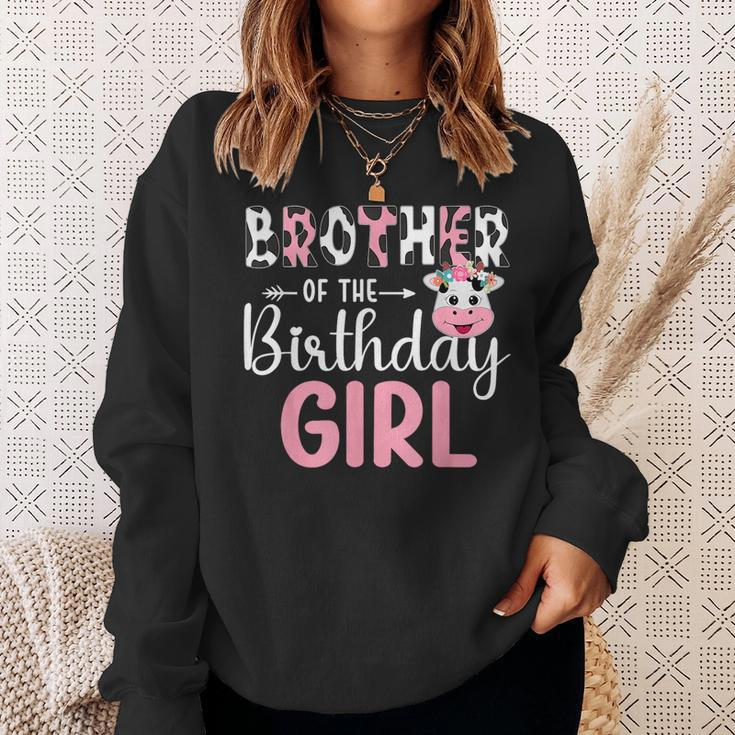 Brother Of The Birthday Girl Farm Cow 1 St Birthday Girl Sweatshirt Gifts for Her