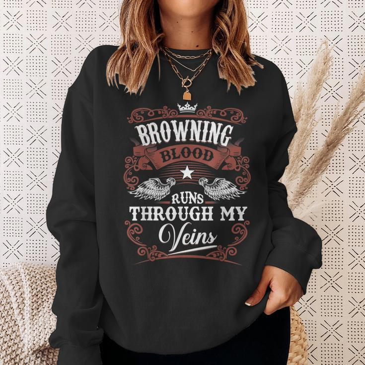 Browning Blood Runs Through My Veins Family Name Vintage Sweatshirt Gifts for Her