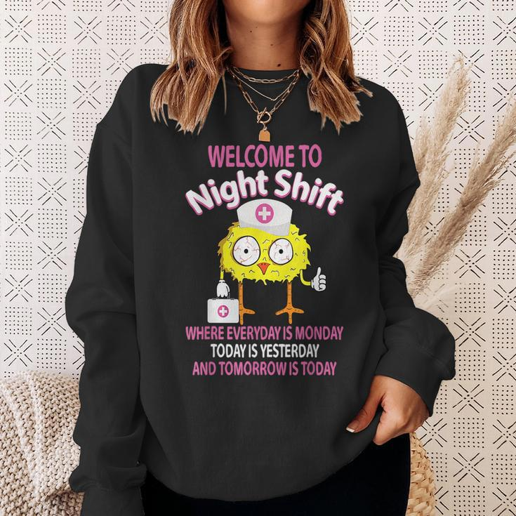 Bsn Lpn Cna Funny Nursing Chick Welcome To Night Shift Nurse Sweatshirt Gifts for Her