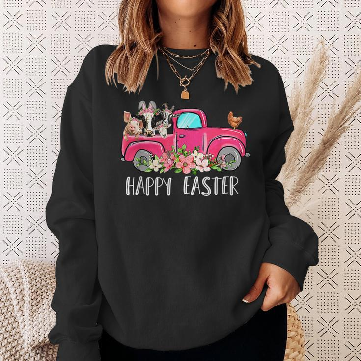 Bunny Cow Truck Animal Farming Lover Farmer Happy Easter Day Sweatshirt Gifts for Her