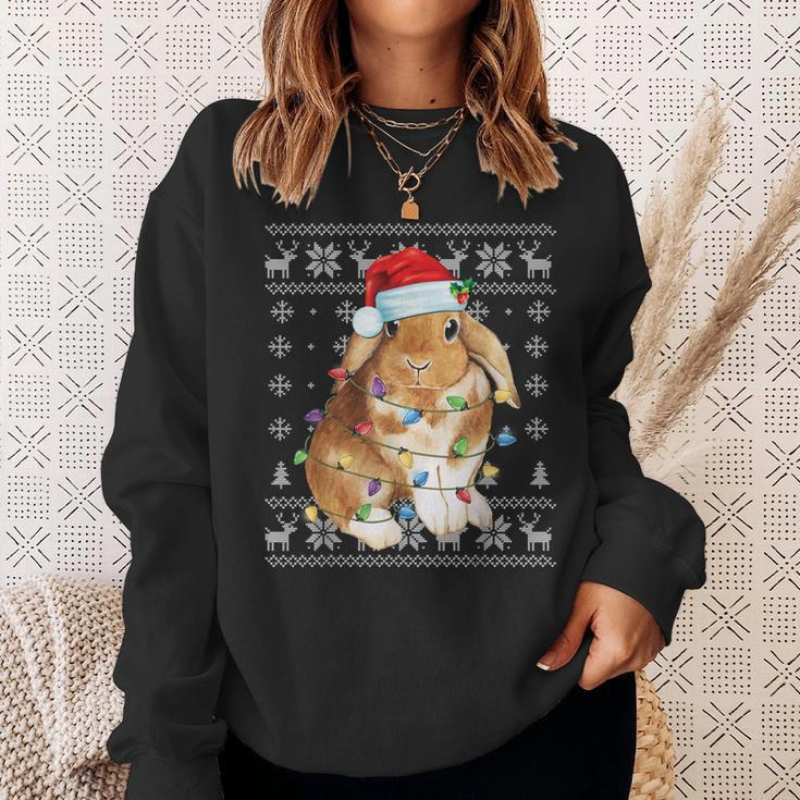 Bunny Rabbit Christmas Ugly Sweater Xmas Tree Decor Sweatshirt Gifts for Her