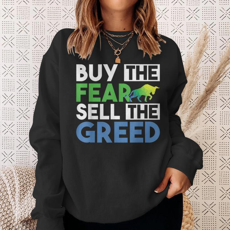 Buy The Fear Sell The Greed Quotes Stock Market Trader Sweatshirt Gifts for Her