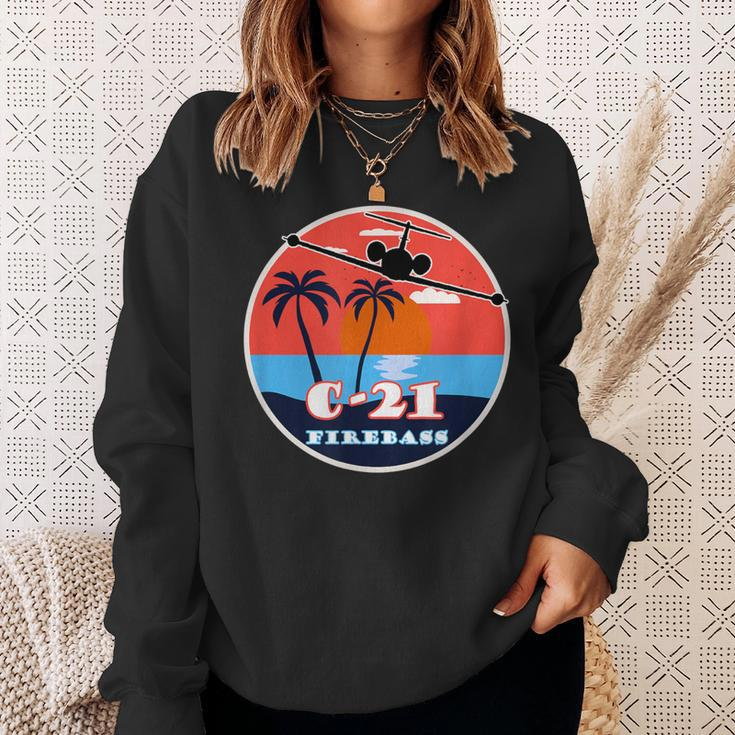 C-21 Learjet Firebass Vintage Sunset Sweatshirt Gifts for Her