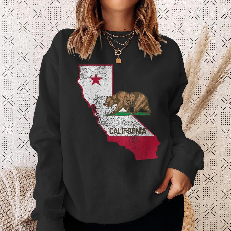 California State Flag And Outline Distressed Sweatshirt Gifts for Her