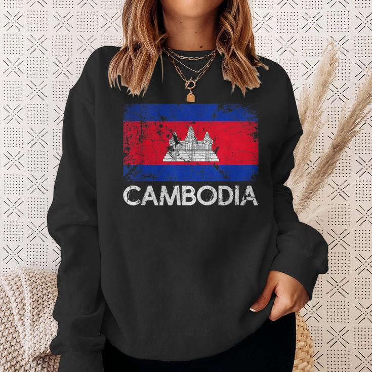 Cambodian Flag Vintage Made In Cambodia Sweatshirt Gifts for Her