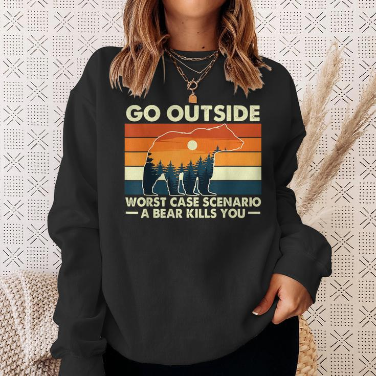 Camping Go Outside Worst Case Scenario A Bear Kills You Sweatshirt Gifts for Her