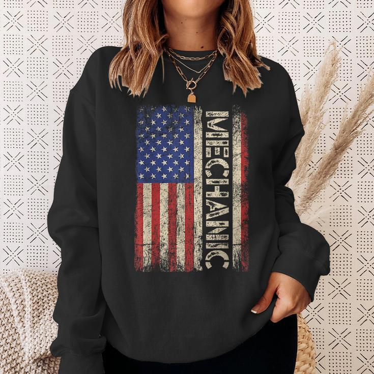 Car Mechanic Wrench Workshop Tools Us American Flag Men Sweatshirt Gifts for Her