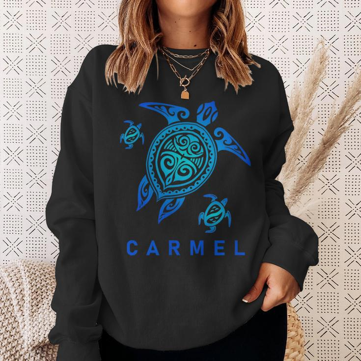 Carmel California Sea Blue Tribal Turtle Sweatshirt Gifts for Her