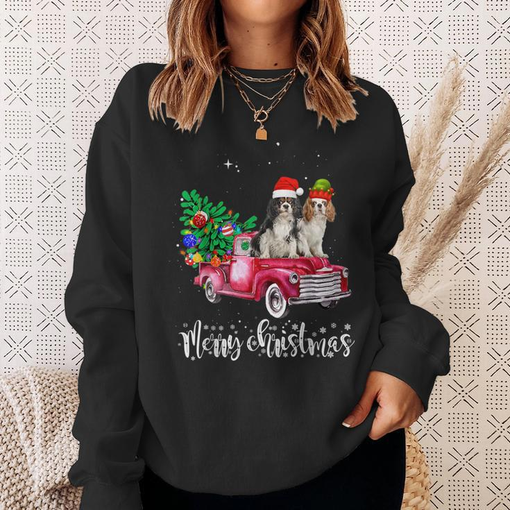 Cavalier King Charles Spaniel Christmas Ride Red Truck Sweatshirt Gifts for Her