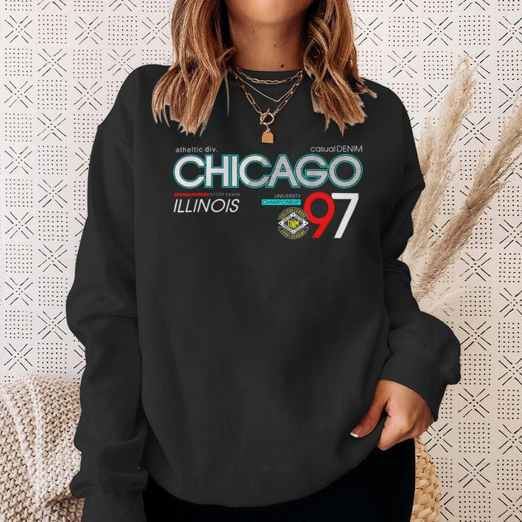 Chicago City Flag Downtown Skyline Chicago 3 Sweatshirt Gifts for Her