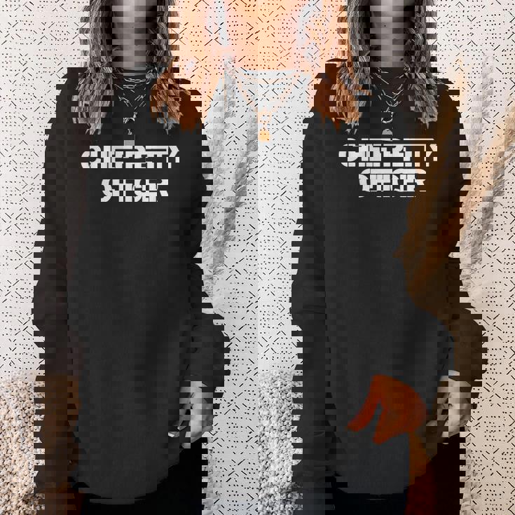 Chief Petty Officer Insignia Text Apparel US Military Sweatshirt Gifts for Her