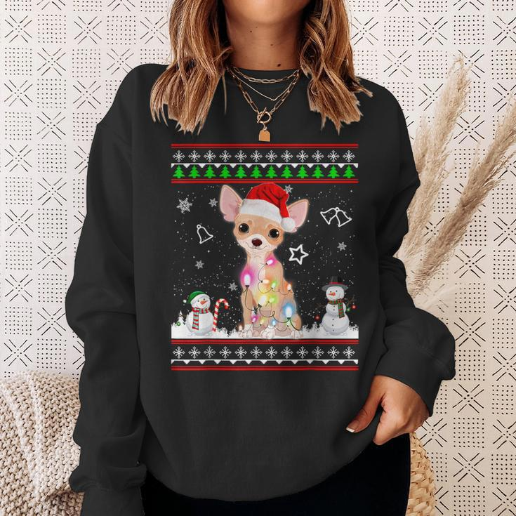 Chihuahua Christmas Dog Light Ugly Sweater Short Sleeve Sweatshirt Gifts for Her