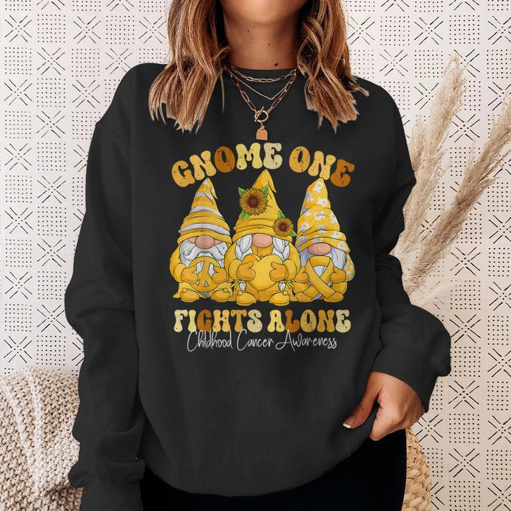 Childhood Cancer Awareness Month Gold Ribbon Gnomies Sweatshirt Gifts for Her