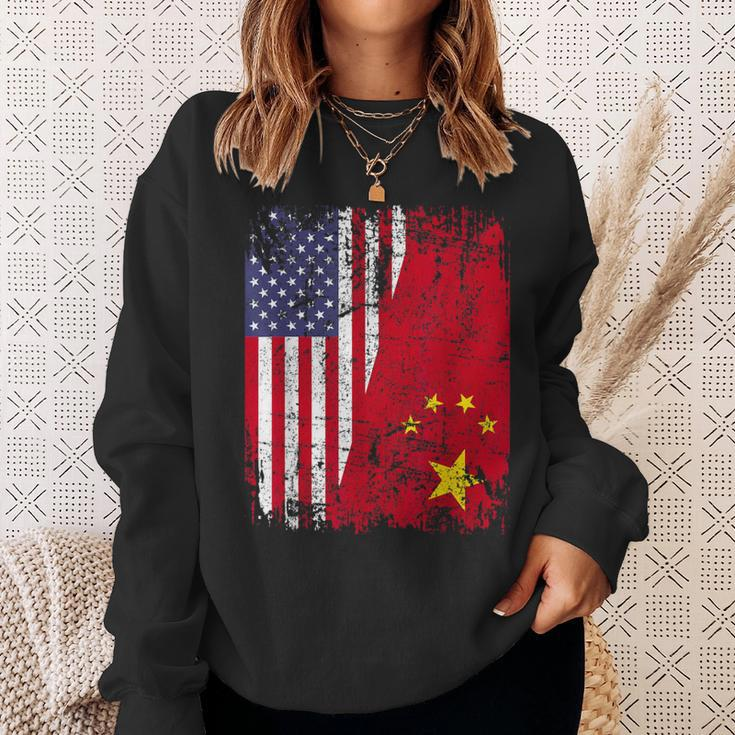 Chinese Roots Half American Flag Usa China Flag Sweatshirt Gifts for Her