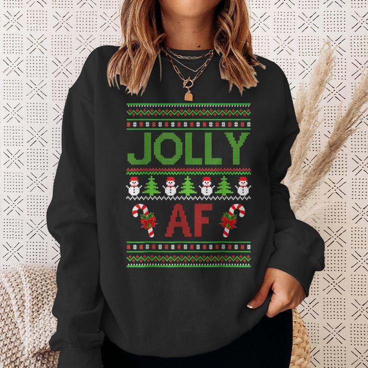 Christmas Jolly Af Ugly Sweater Xmas For Vacation Sweatshirt Gifts for Her