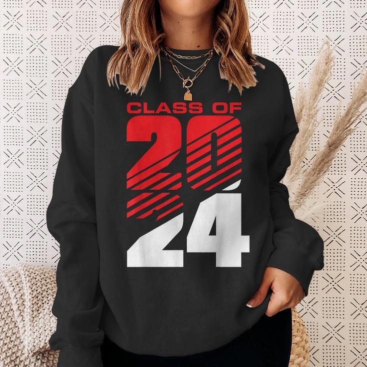 Class Of 2024 High School Senior Graduation Red Sports Style Sweatshirt Gifts for Her
