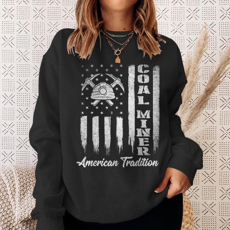 Coal Miner - Usa Flag Patriotic Underground Mining Laborer Sweatshirt Gifts for Her
