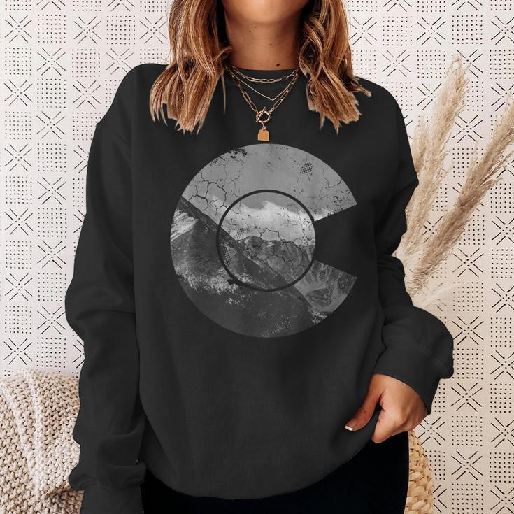 Colorado Mountains Flag Vintage Distressed Sweatshirt Gifts for Her