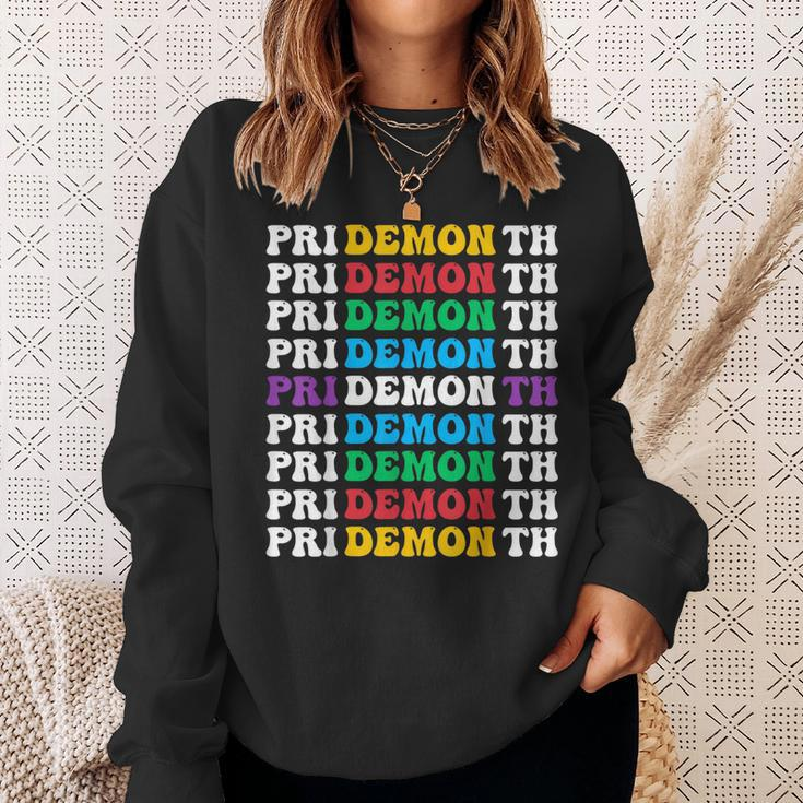 Colorful Gay Pride Lgbt June Month Pride Month Demon Sweatshirt Gifts for Her