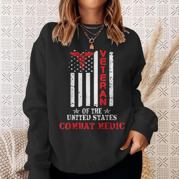 Combat Medic Veteran Patriotic American Flag Army Gift Sweatshirt Gifts for Her