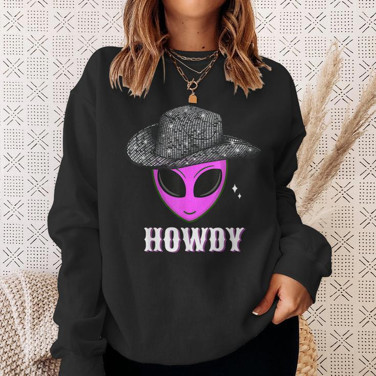 Cool Cowboy Hat Alien Howdy Space Western Disco Theme Sweatshirt Gifts for Her