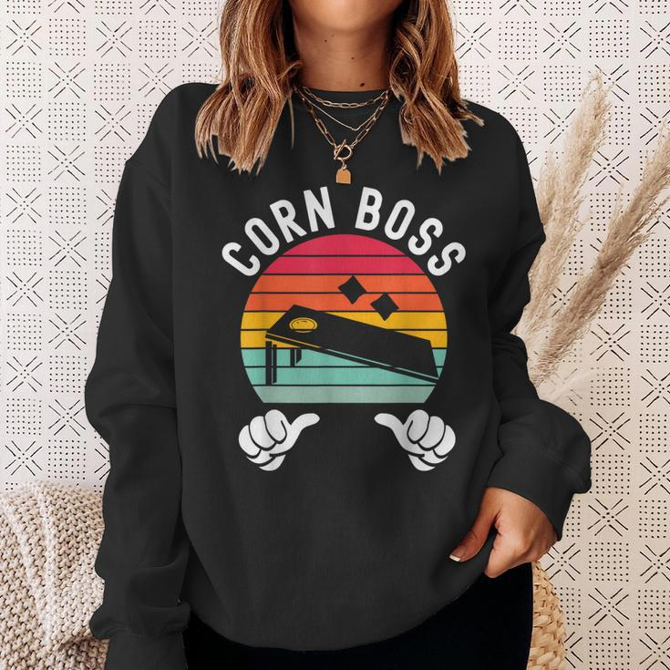 Corn Boss Bean Bag Player Funny Cornhole Sweatshirt Gifts for Her