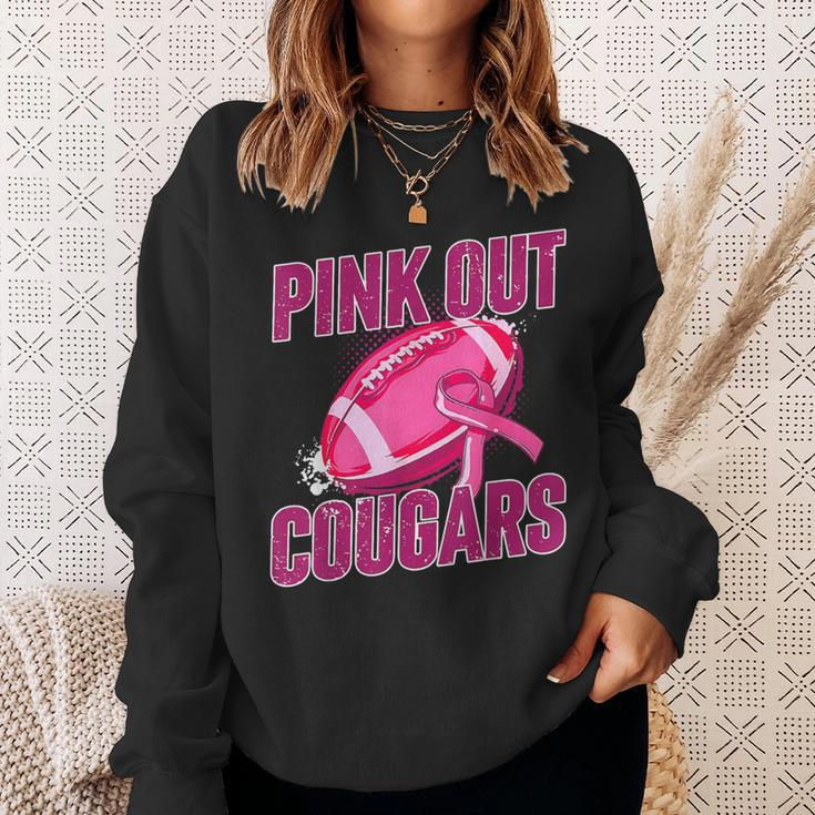 Cougars Pink Out Football Tackle Breast Cancer Sweatshirt Gifts for Her