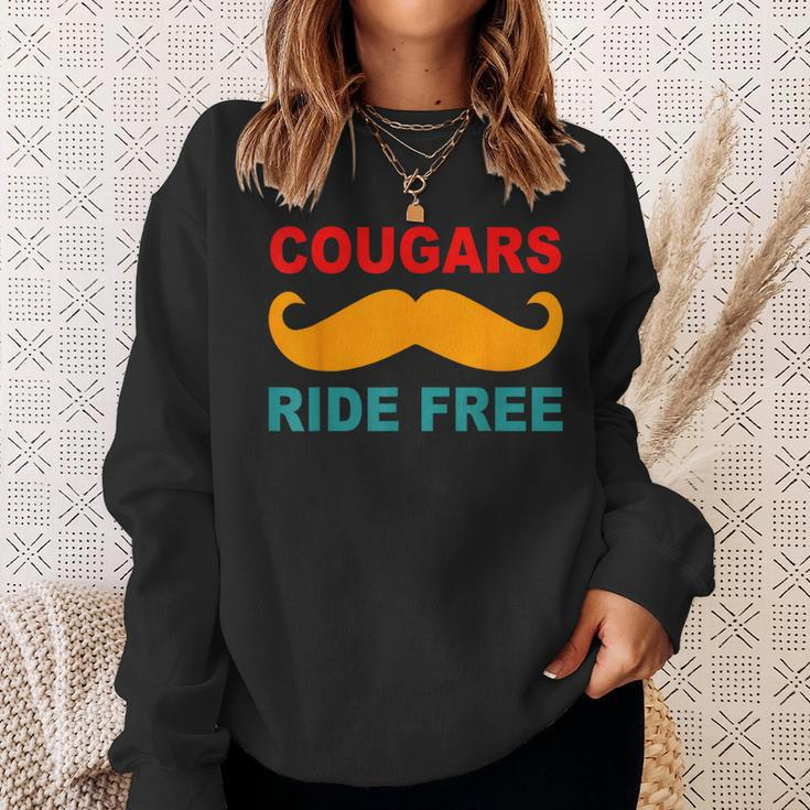 Cougars Ride Free Mustache Rides Cougar Bait Vintage Sweatshirt Gifts for Her