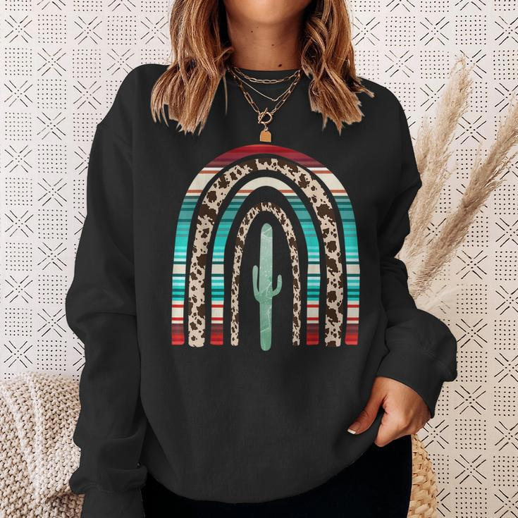 Country Cowgirl Texas Women Rainbow Cactus Sweatshirt Gifts for Her