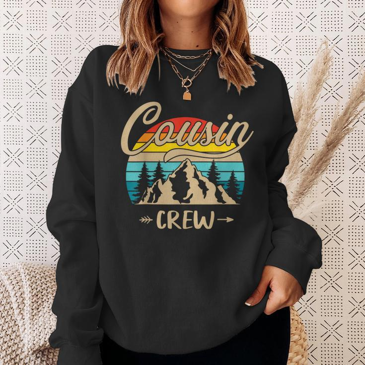 Cousin Crew Camping Sunset Summer Camp Retro Matching Trip Sweatshirt Gifts for Her