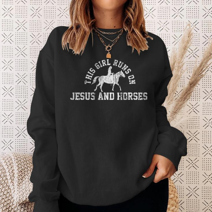 Cowgirl Vintage Jesus Horse Lover Christian Gift Sweatshirt Gifts for Her