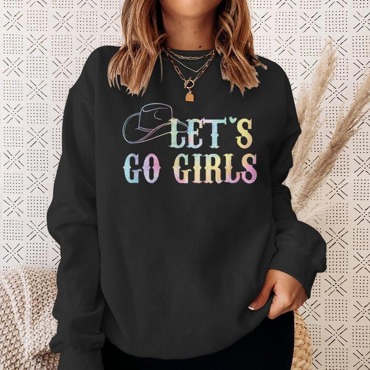 Cowgirls Bride Nashville Bachelorette Lets Go Girls Tie Dye Sweatshirt Gifts for Her