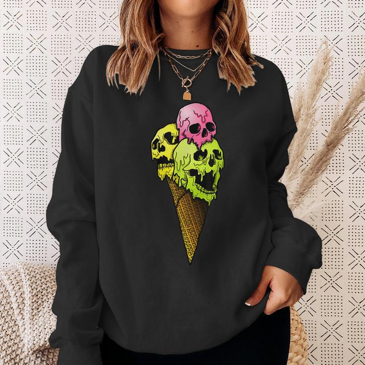 Creepy Skulls Icecream Horror Colorful Halloween Halloween Sweatshirt Gifts for Her