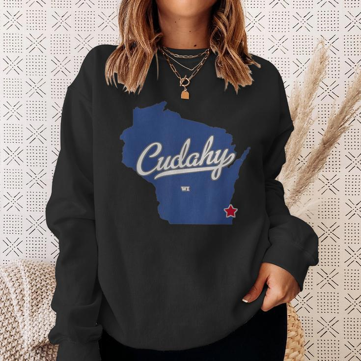 Cudahy Wisconsin Wi Map Sweatshirt Gifts for Her