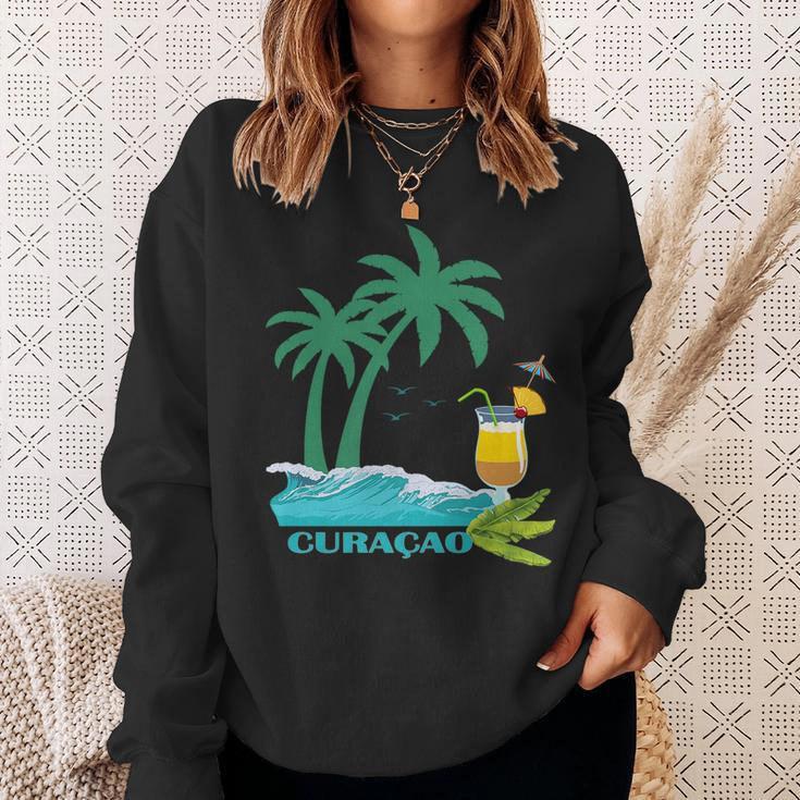 Curacao Palms Cocktail Caribbean Beach Island Souvenir Gift Curacao Funny Gifts Sweatshirt Gifts for Her